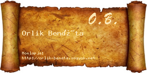 Orlik Benáta névjegykártya